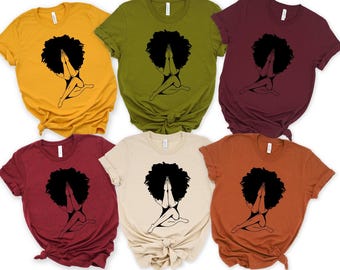 Afro American Girl Shirt, Afro American Praying Shirt, Juneteenth Shirt, Black Women Tee, Sistas Shirt