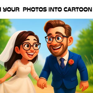 Retrato de desenho animado personalizado no estilo Pixar, retrato digital personalizado de casais, retratos de desenho animado de famílias e animais de estimação, ilustração de presente exclusiva