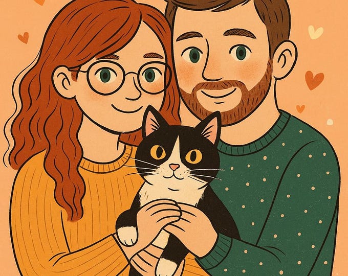 Custom Family Portrait Illustration, Cute Personalized Drawing from Photo, Unique Digital Art Gift for Couples, Kids, Anniversary Keepsake