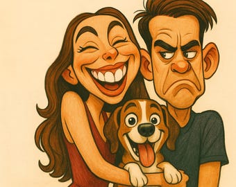 Retrato de caricatura personalizado a partir de foto, dibujo personalizado divertido, foto a caricatura, regalo digital para amigos, parejas, mascotas, regalo familiar.