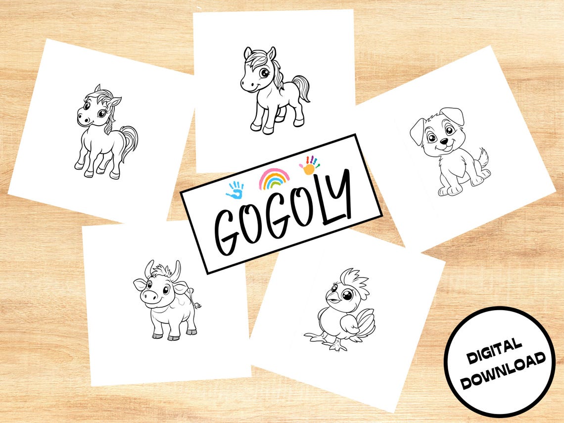 20 Farm Animals Coloring Pages for Kids/ Bold and Easy Animal Coloring ...