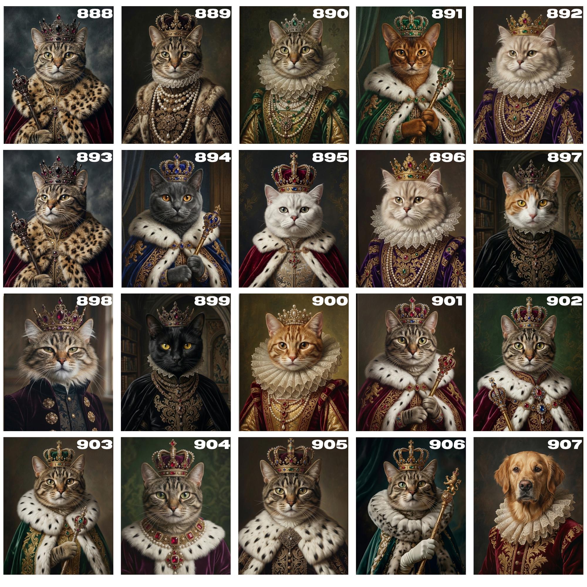 Buy Custom Royal Cat Portrait, Renaissance Cat Painting From Photo