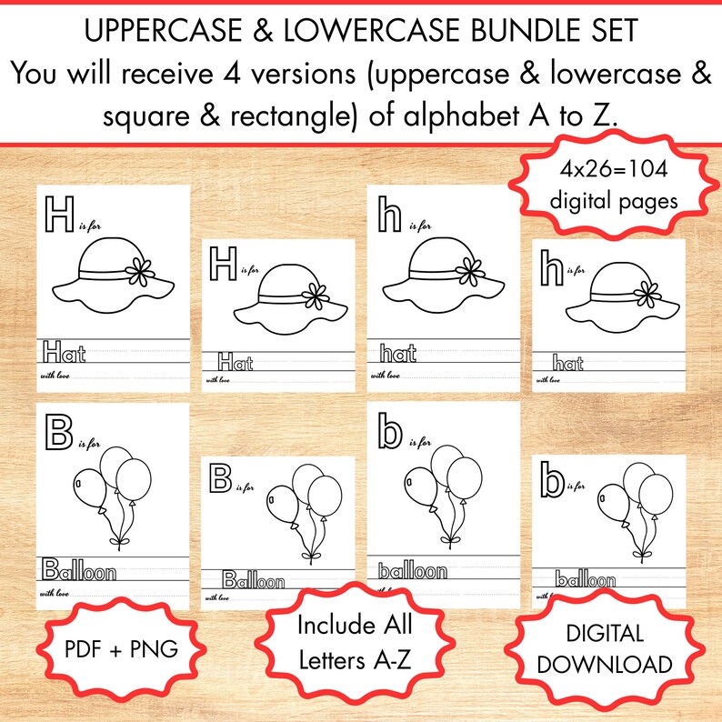 Alphabet Coloring Pages, Preschool ABC Bundle Upper Case and Lower Case ...