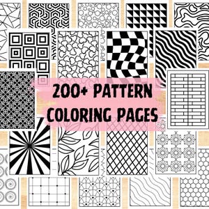 Bold Easy Pattern Coloring Pages, Calming-Relaxing Geometric Abstract Pattern Coloring Book, Repeat Pattern Tiles Mindfulness Coloring Sheet
