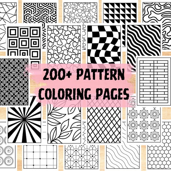 Bold Easy Pattern Coloring Pages, Calming-Relaxing Geometric Abstract Pattern Coloring Book, Repeat Pattern Tiles Mindfulness Coloring Sheet