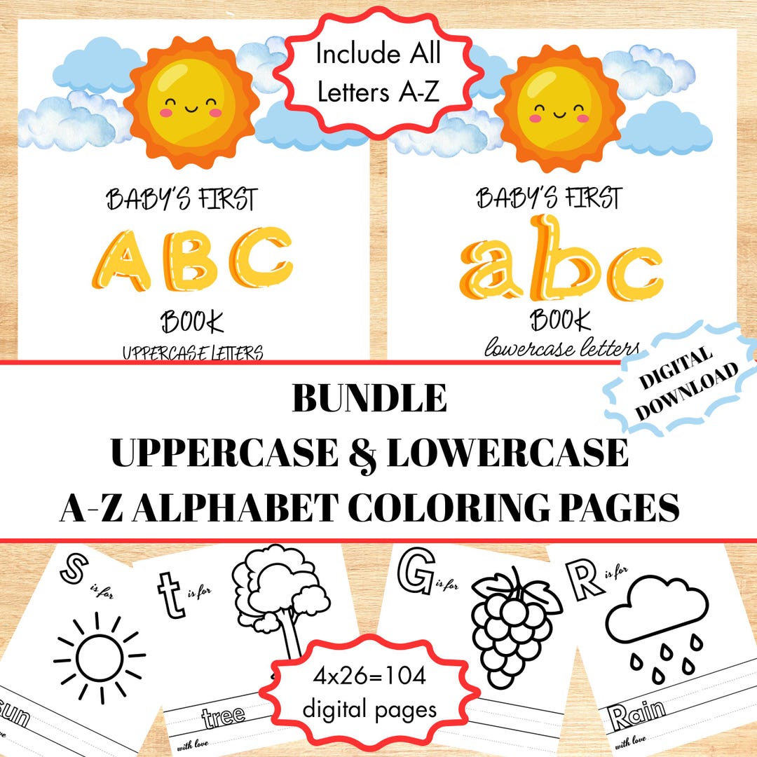 Alphabet Coloring Pages, Preschool ABC Bundle Upper Case and Lower Case ...