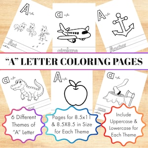 A Letter Alphabet Coloring Pages, Preschool &quot;A&quot; Letter Uppercase & Lowercase Coloring Worksheet, 6 Version of &quot;A&quot; Letter Printable Activity