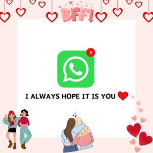 Carte d'anniversaire amitié pour Bestie Whatsapp petite amie amitié féminine carte numérique / carte d'anniversaire imprimable meilleure amie meilleure amie