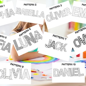 Custom Name Coloring Page, Personalized Coloring Sheet, Students Classroom Coloring Pages, Kids Homeschool, Birthday, Sleepover Activity Pdf