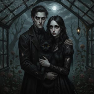 Custom Gothic Vampire Portrait, Personalized Vampire Couple Drawing, Dark Victorian Illustration, Spooky Portrait from Photo, Halloween Gift