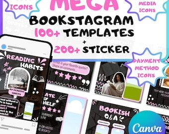 Bookstagram Carousel Template Booktok Instagram Posts, Cozy Aesthetic Viral Canva Template for Book Lovers,Book Author Social Media Content