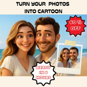 Pixar-portret van koppels van foto, realistisch aangepaste stellen Pixar-portret van foto, digitaal cartoon Pixar-portret van koppel Instand Download