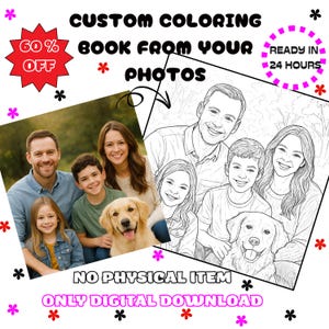 Personalized Coloring Book Pages, Custom Coloring Pages, Personalised Photo To Coloring Page, Turn Photo Into Coloring Pages, Digital File