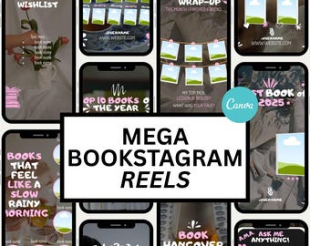 2026 Bookstagram Reels Video Bundle, Trendy Bookstagram Videos Canva Template Bookish Content Creator Book Influencer Author Instagram