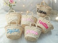 Personalized Straw Bridesmaid Handbag,Bridal Party Straw Bag,Custom Hand-Held Gift Basket,Bachlorette Party Beach Bag,Bridesmaid Gift Basket