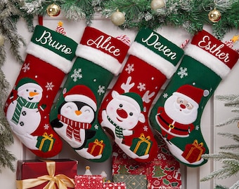 Personalized 3D Christmas Stockings 2025, Custom Family Christmas Stockings, Embroidered Name Stockings, Holiday Decor, Christmas Gift