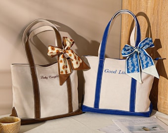 Personalized Bridesmaid Tote Bag, Bridesmaid Gift, Embroidered Canvas Tote Bag, Custom Text Tote, Bachelorette Gift, Beach Bag, School Bag