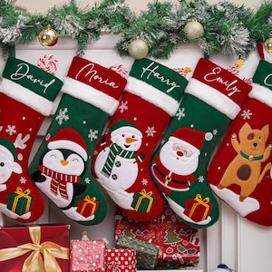 Gepersonaliseerde 3D-kerstsokken 2025, aangepaste familie kerstsokken, geborduurde naamsokken, kerstversiering, kerstcadeau