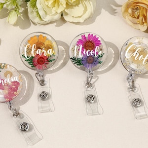 Custom Reels Badge Reel,Real Flower Badge Reel,Resin Reel Gift For Friend/Mothers/Christmas,Floral Badge Reel,Gift For Nurse/Doctor