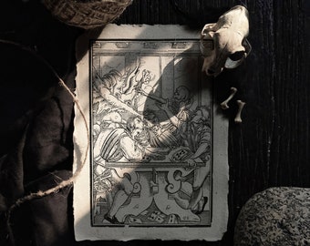 The Card Players | Dark Academia Poster, Engraving Illustration Print, Gothic Home Decor, Curiosities & Oddities, Macabre Halloween Artwork