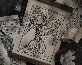 Ox Occult Print | Witchy Medieval Illustration on Handmade Paper