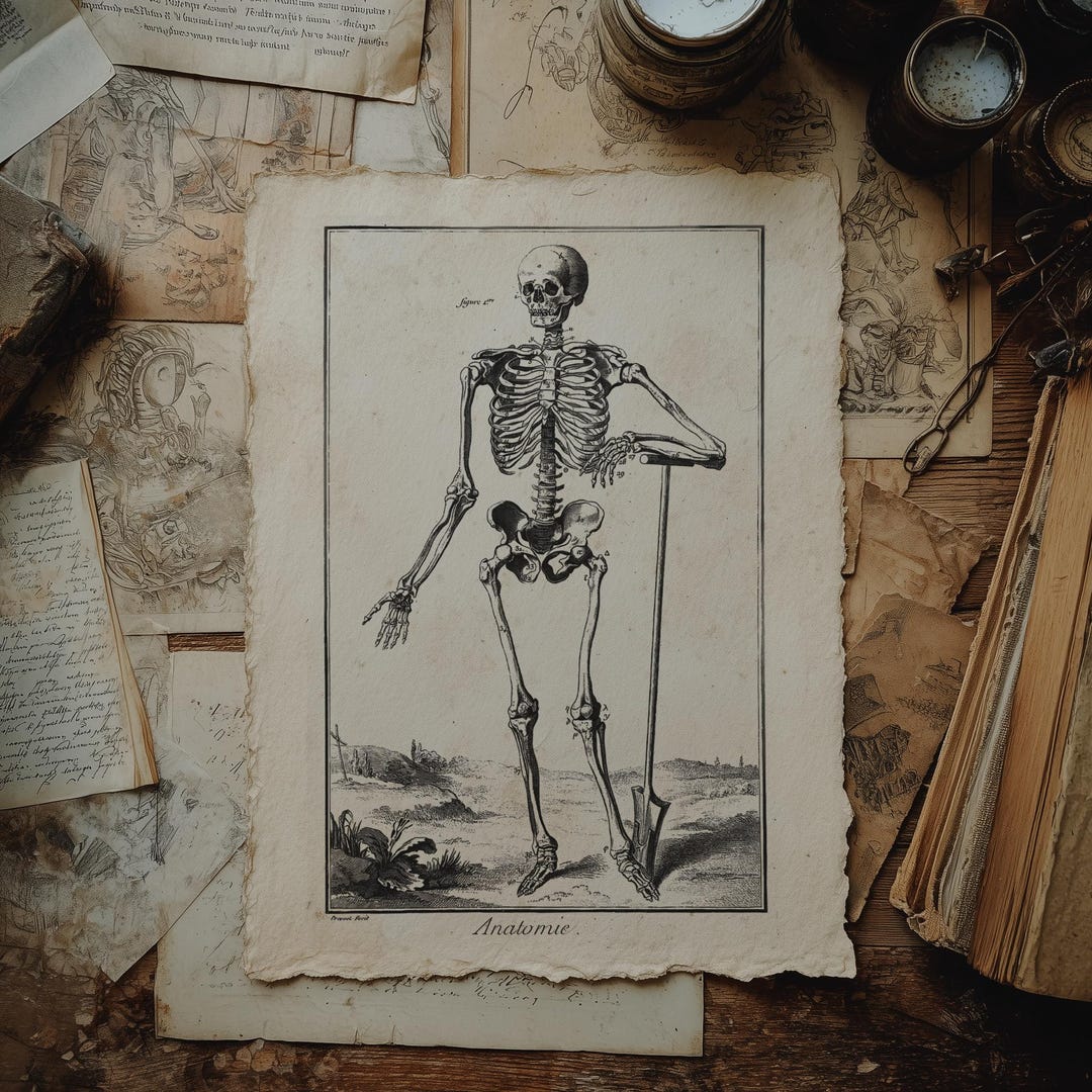 Skeleton Anatomy Print | 18th Century Illustration on Handmade Paper - Etsy