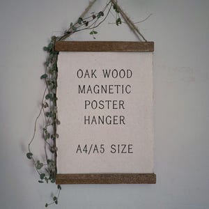 Magnetic Oak Wood Poster Hanger | Picture Hanging Frame, Brown Wooden Poster Frame, Dark Academia Aesthetic