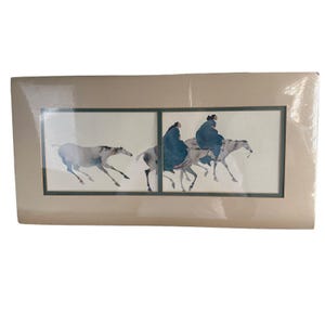 Carol Grigg BRINGING HEJIRA HOME Diptych Double Window Matted Print Indian Horse
