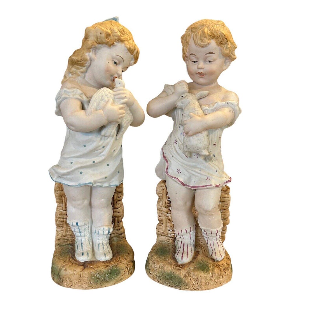 Grande Figurine En Céramique Bisque - Fille De 16,5 Pouces (42 Cm), Marque Nowell, Faite Main, Neuve