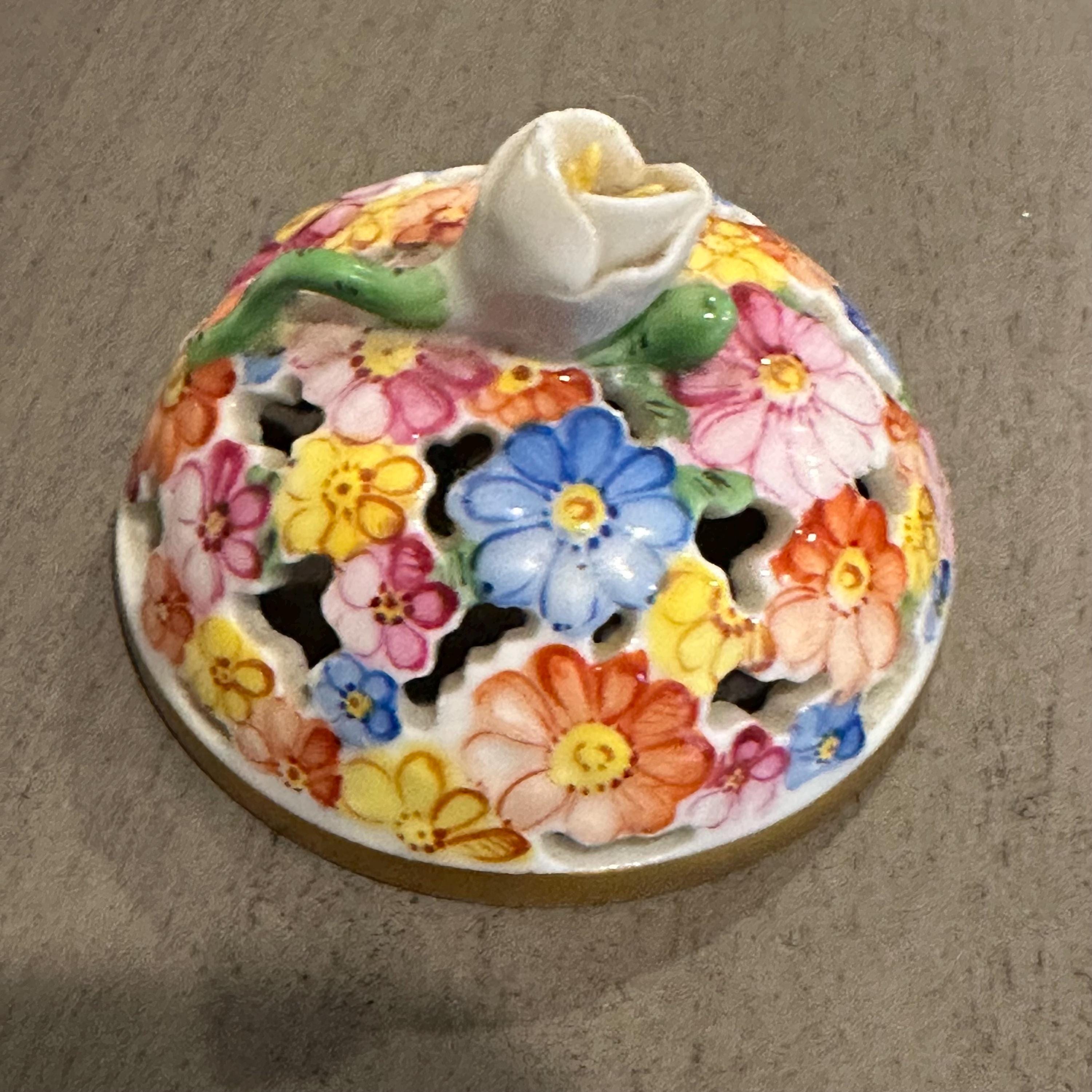 Herend Floral Trinket Box LID ONLY Replacement Open Work