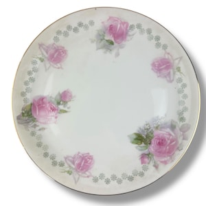 Antique Z.S. & Co Pink Roses Platter • Large 12.25” Floral Plate Bavaria 1800’s