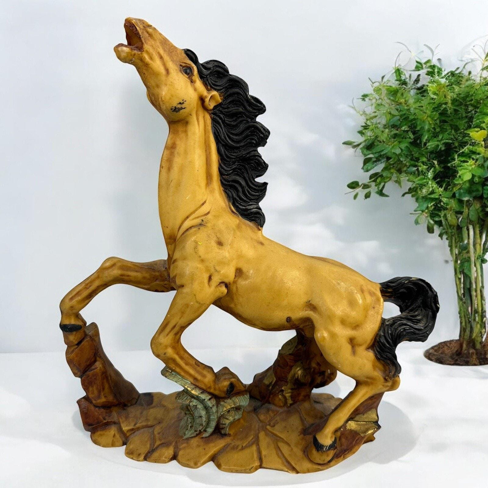 Vintage A. GIANNETTI Horse Statue Resin Sculpture 11” Italy Artist