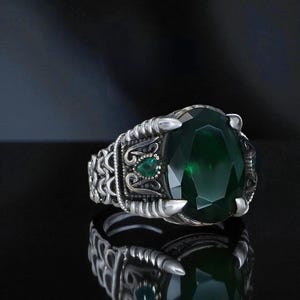 JEWELSTREZORO Blue Topaz Gemstone Band Ring For Men And