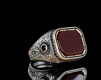 スターリングシルバーのシグネットリング：ヴィンテージイニシャル