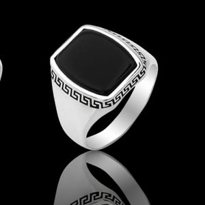 Vintage Sterling Silver Black Onyx Signet Ring: Unisex Statement Jewelry