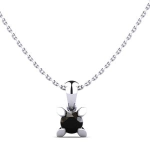 Collier minimaliste à quatre griffes avec diamants noirs naturels - Pendentif solitaire rond de 0,22 ct, bijoux élégants de tous les jours