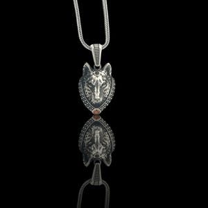 Silver Wolf Necklace for Men, Viking Wolf Fang Pendant, Celtic Animal Jewelry, Memorial Necklace