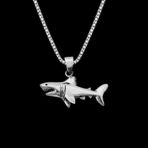 Shark Silver Necklace Sterling Silver Ocean Jewelry for Shark Lovers, Surfer Necklace for Men or Women, Sea Life Gift Idea