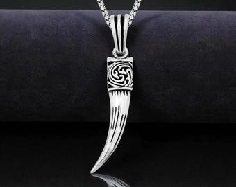 スパルタン レオニダス 最大の狼の牙ネックレスペンダント (長さ2