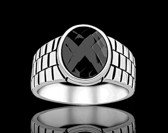 Mens Black Onyx Signet Ring: Sterling Silver Oval Statement