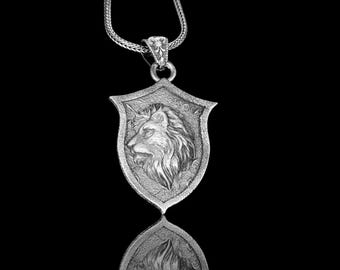 Sterling Silver Lion Head Necklace: Leo Zodiac Medallion