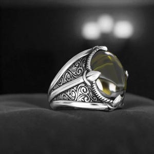 Natural Green Peridot Ring in 925 Sterling Silver, August Birthstone Promise Ring for Women