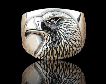 thumbnail interactive-video image 1 of Handmade 925 Sterling Silver Ring | Ride To Live Eagle Design | Unisex Jewelry 1 of 6