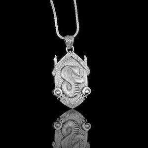 Oxidized Sterling Silver Snake Pendant: Mystical Serpent Necklace