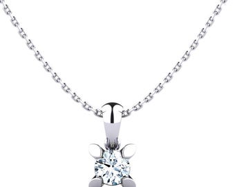 Collana minimalista con diamanti coltivati in laboratorio: pendente solitario in argento sterling