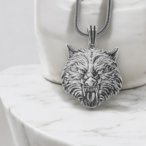 Collier loup viking en argent sterling pendentif animal celtique