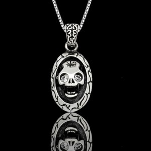 Sugar Skull Gothic Kette: Sterling Silber Steampunk Skelett Anhänger