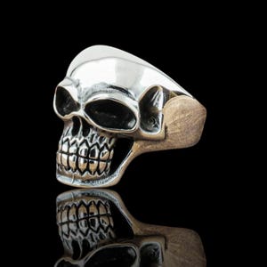 Skull Sterling Silver Biker Ring for Men, Gothic Skull Jewelry, Skeleton Ring, Gothic Wedding Ring, Halloween Statement Ring