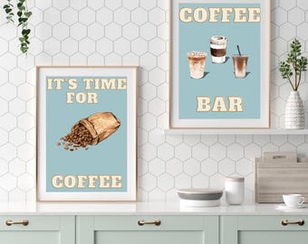 Groene koffie muurkunst poster, kamerinrichting, koffietijd, keukenafdruk, trendy koffieposter, koffieliefhebber, keukeninrichting, koffiebarafdruk