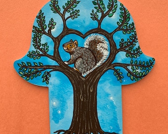 Squirrel Tree of Life Hamsa Hand